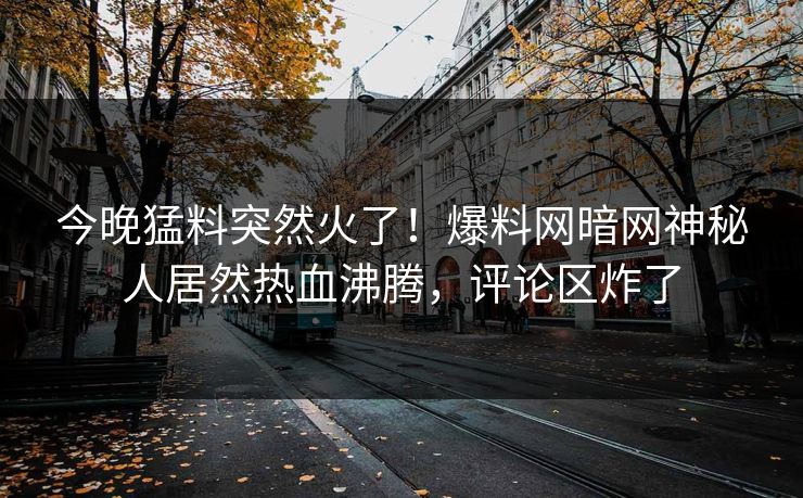 今晚猛料突然火了！爆料网暗网神秘人居然热血沸腾，评论区炸了