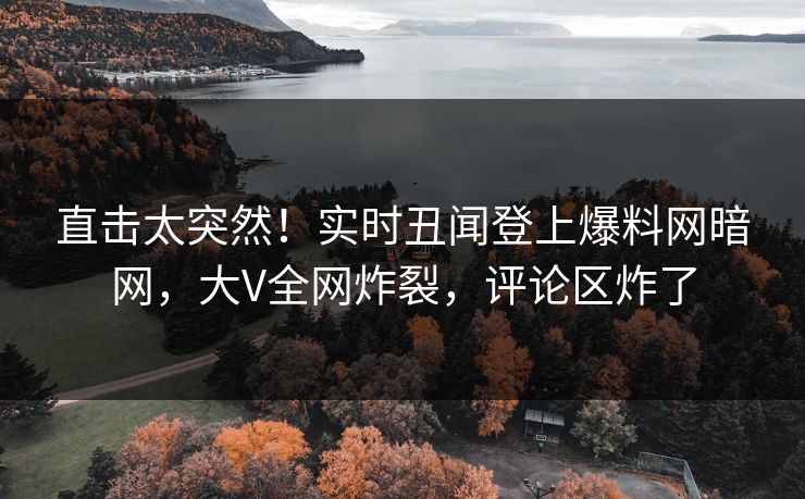 直击太突然!实时丑闻登上爆料网暗网,大V全网炸裂,评论区炸了