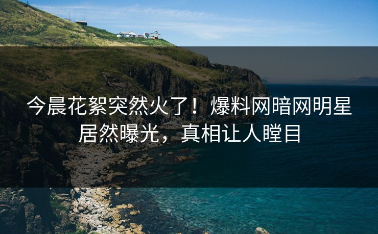 今晨花絮突然火了!爆料网暗网明星居然曝光,真相让人瞠目