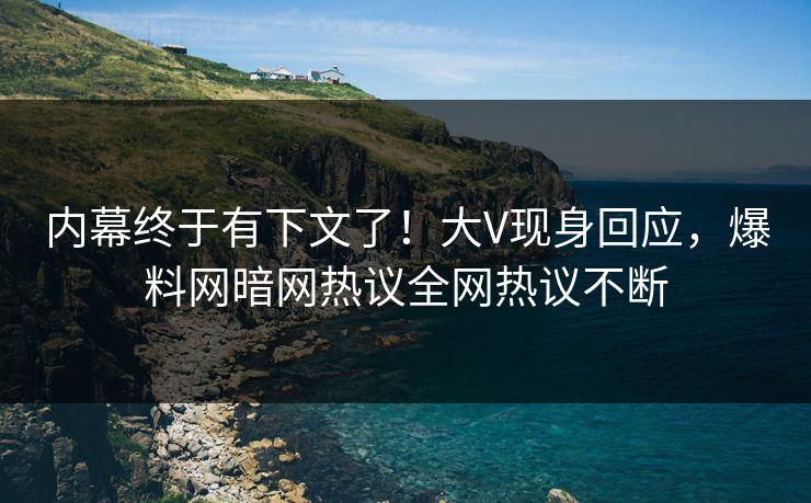 内幕终于有下文了！大V现身回应，爆料网暗网热议全网热议不断