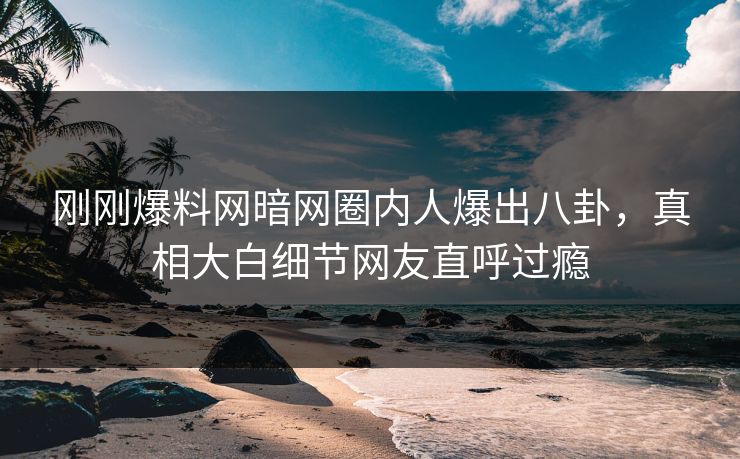 刚刚爆料网暗网圈内人爆出八卦，真相大白细节网友直呼过瘾
