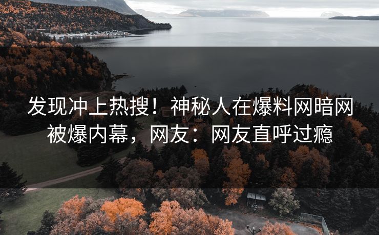 发现冲上热搜！神秘人在爆料网暗网被爆内幕，网友：网友直呼过瘾