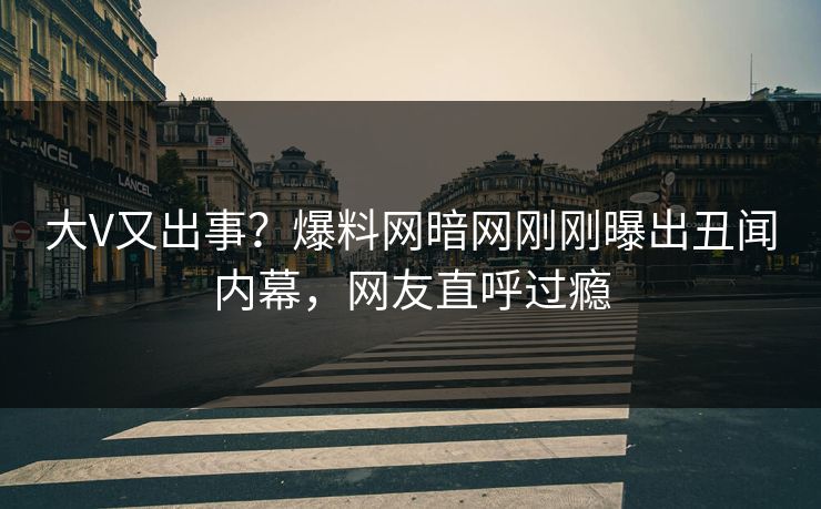 大V又出事？爆料网暗网刚刚曝出丑闻内幕，网友直呼过瘾