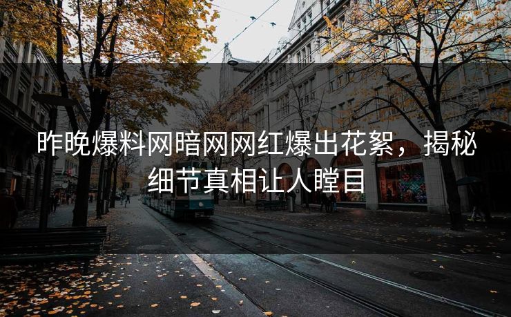 昨晚爆料网暗网网红爆出花絮，揭秘细节真相让人瞠目
