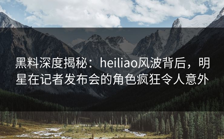 黑料深度揭秘：heiliao风波背后，明星在记者发布会的角色疯狂令人意外