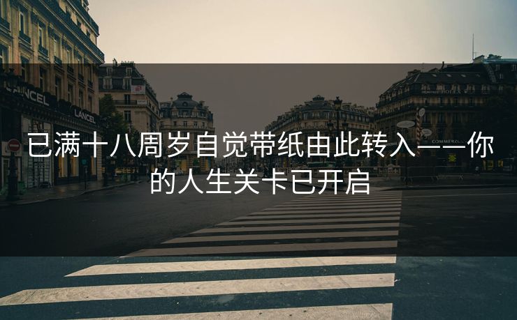 已满十八周岁自觉带纸由此转入——你的人生关卡已开启