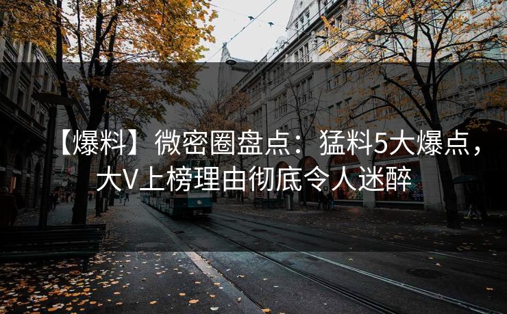 【爆料】微密圈盘点：猛料5大爆点，大V上榜理由彻底令人迷醉