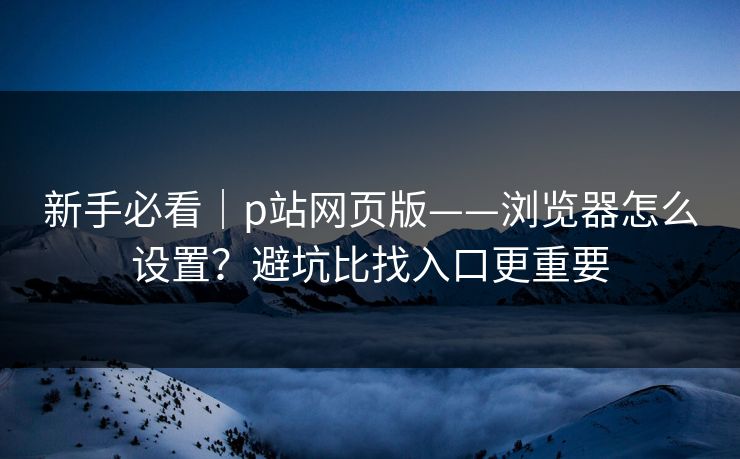 新手必看｜p站网页版——浏览器怎么设置？避坑比找入口更重要